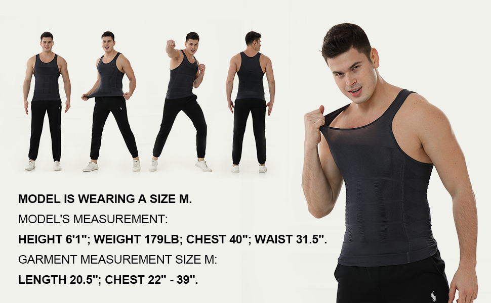 TOPTIE Mens Slimming Body Shaper Compression Shirt, Shapewear Sculpting Vest Muscle Tank