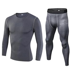 TOPTIE Men Quick Dry Compression Shirts and Pants Set Workout Fitness Bodysuit