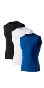 TOPTIE 2 Pack Mens Sport Compression Base Layer, Athletic Sleeveless T-Shirt