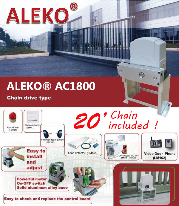 ALEKO AC1800NOR-AP Sliding Gate Opener - AC1800 - Basic Kit