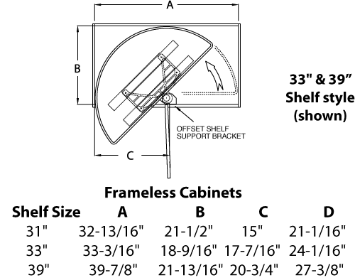 Rev-A-Shelf 6842-39-15-570 Polymer Half Moon Pivot Out 39"L almond