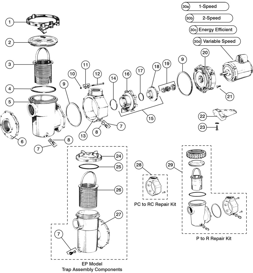 Jacuzzi P PC  EP Model Pumps