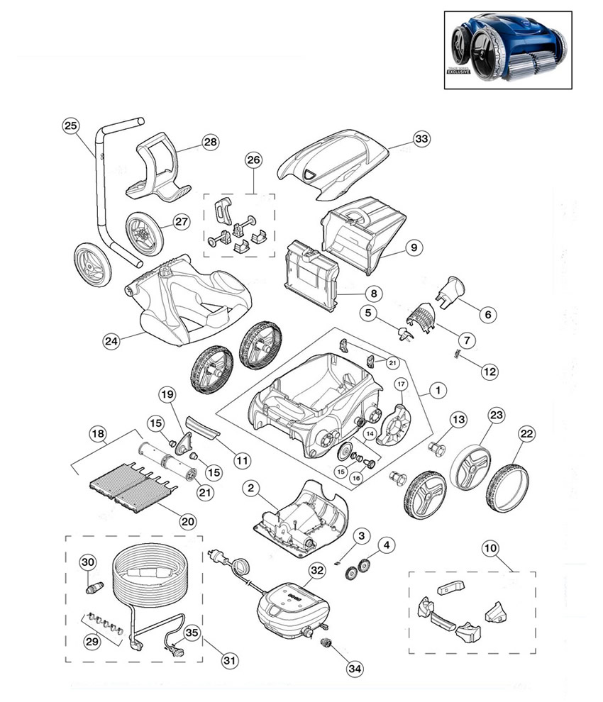 Zodiac R0638100 Motor Block Kit, Polaris, Type D