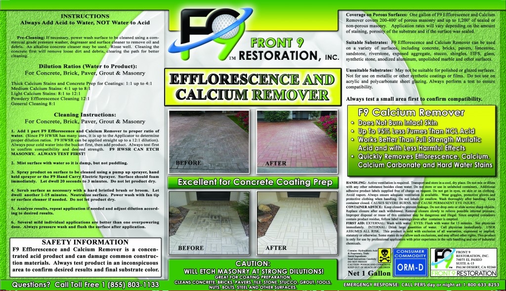 Front9 Restoration F9 Efflorescence/Calcium Remover Gal