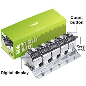 GOGO 4-Key Counter Mount Stand Multiple-unit Desktop Mechanical Tally Counter for Inventory School Church Traffic Bank