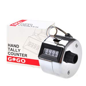 GOGO Metal Handheld Tally Counter 4 Digit Mechanical Palm Digital Number Clicker Counter for Row People Golf Lap Knitting