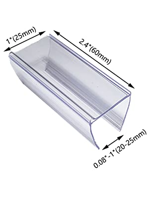 Muka 100 Pcs Wood Shelf Label Holders Clear Plastic Price Tag 2.4 in L x 1 in H for Bookshelf Shelves