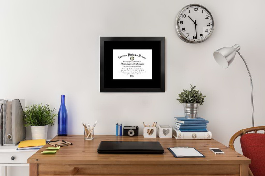 Campus Images MI979MBSGED1185 Ferris State University 11w x 8.5h Manhattan Black Single Mat Gold Embossed Diploma Frame with Bonus Campus Images Lithograph