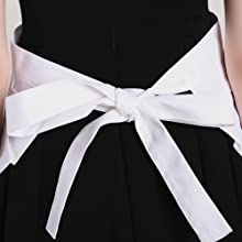 TOPTIE 2 PCS Maid Waist Aprons with Headbands , Christmas Cotton Half Apron with Pockets for Women