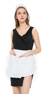 TOPTIE 2 PCS Waist Aprons with Headbands, Christmas White Half Aprons for Women with Pocket