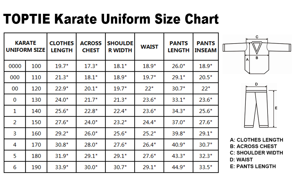 TOPTIE 7.5 oz. Elastic Drawstring Middleweight Student Uniform Martial Arts Karate