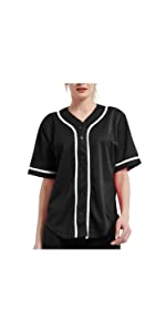 TOPTIE Women Baseball Jersey Hip Hop Hipster Button Down Baseball T Shirt