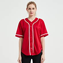 TOPTIE Women Baseball Jersey Hip Hop Hipster Button Down Baseball T Shirt