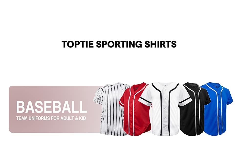 TOPTIE Boys Baseball Jersey, Kids Button Down Jersey T Shirt Softball