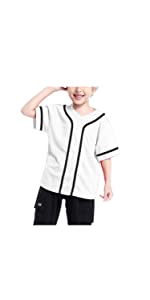 TOPTIE Boys Baseball Jersey, Kids Button Down Jersey T Shirt Softball