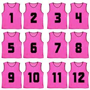 TopTie Numbered / Blank Scrimmage Team Practice Mesh Jerseys Vests Pinnies (12-Pack)