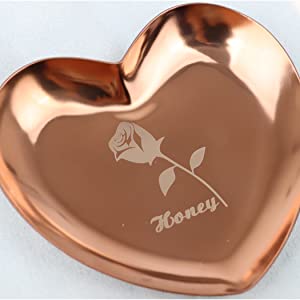 Custom Luxurious Metal Storage Tray Heart Shaped Jewelry Display Dish Personalized Jewelry Tray Box Gift for Anniversary for Her