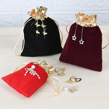 TOPTIE Custom 50 PCS Velvet Gift Pouches with Logo, Gold-Trimmed Jewelry Bag with Drawstrings for Party Favors