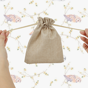 Custom 50 PCS Burlap Gift Wrap Bags with Logo, Print Drawstring Jewelry Pouches Party Favor Bags