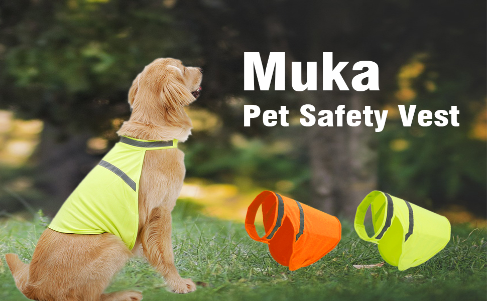 Muka Pet Reflective Safety Vest High Visibility Dog Jacket, Multi-Size