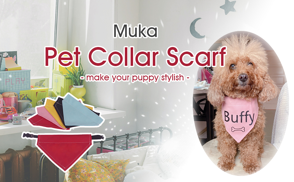 Muka Cotton Dog Bandana Solid Color Pet Collar Scarf, Multi-size