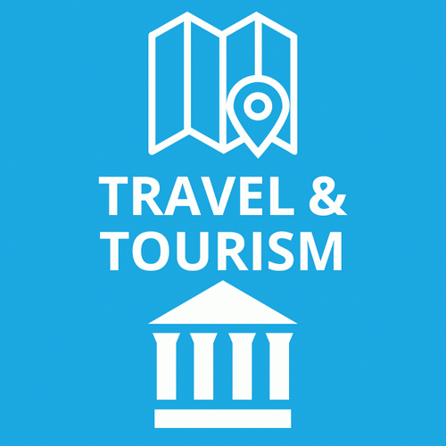 Icon of a map labelled Travel and Tourism
