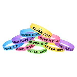 Muka 20 PCS NEVER GIVE UP Silicone Bracelets, Motivational Glow in the Dark Rubber Wristbands for Fitness Sports