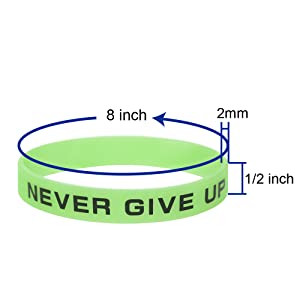 Muka 20 PCS NEVER GIVE UP Silicone Bracelets, Glow in the Dark Inspirational Wristbands for Fitness Sports