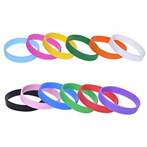 Muka 24 PCS Rubber Bracelets Blank Silicone Wristbands for Sports Accessories for Woman Men