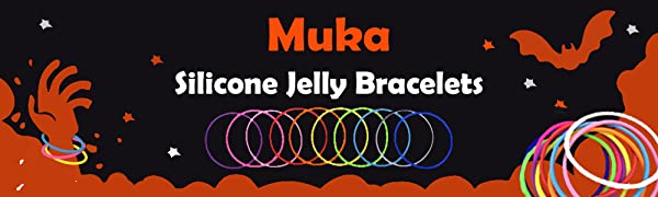 Muka 100 PCS Silicone Jelly Bracelets for Youth, Thin Silicone Bangles Hair Ties