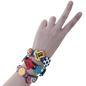 Muka 20 PCS Adult Rubber Charm Wristbands, Silicone Adjustable Bracelets