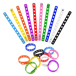 Muka 20/60 PCS Adjustable Silicone Wristbands with Holes 7 Inch Cute Bracelets for Boys Girls Prize Birthday Gift