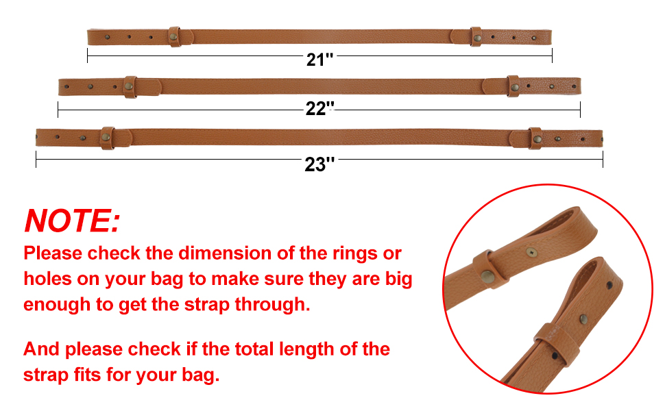 TOPTIE Adjustable Shoulder Bag Strap, PU Leather Replacement Purse Straps 21"-23" Long 3/4" Wide