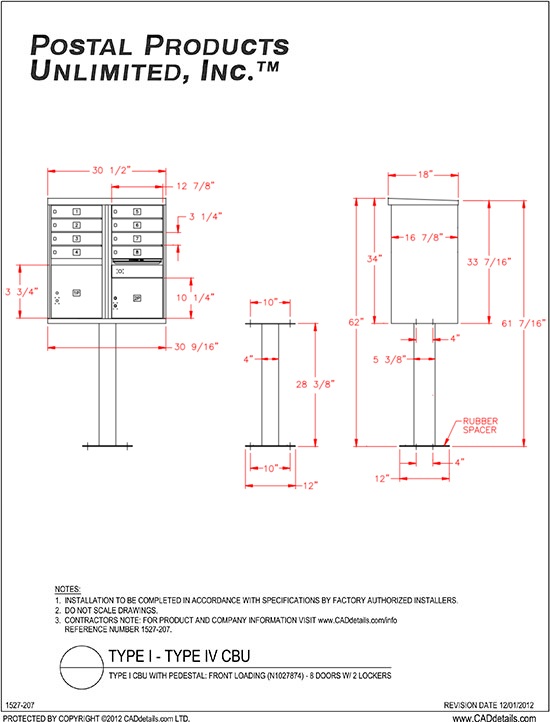 8 Door F-Spec Cluster Box Unit CAD Drawing