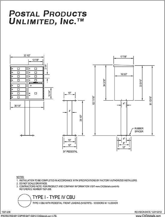 12 Door F-Spec Cluster Box Unit CAD Drawing
