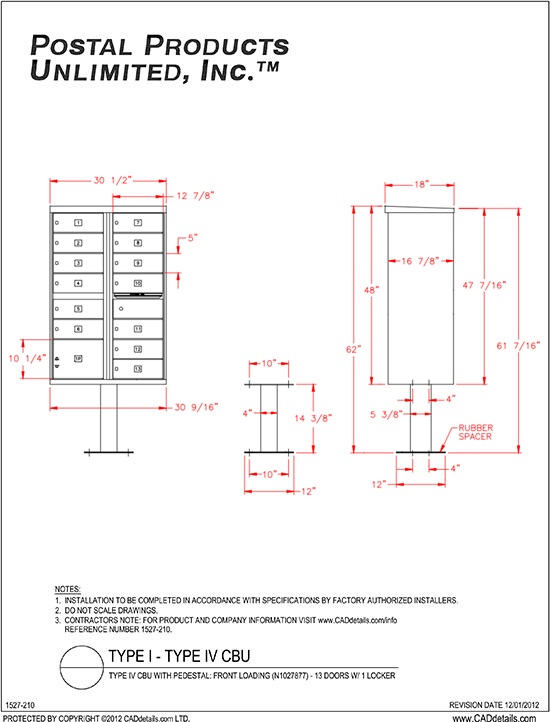 13 Door F-Spec Cluster Box Unit CAD Drawing
