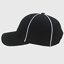 TOPTIE Sporting Goods Official Referee Hat Black with White Stripe, Adjustable Black Ball Cap