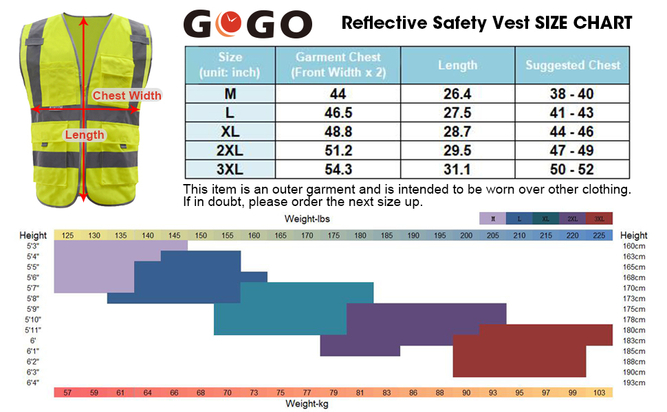 GOGO Security 9 Pockets Hi Vis Safety Vest