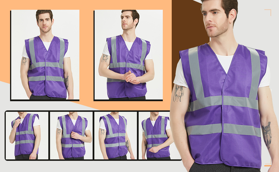 10 Pack Industrial Safety Vest with Reflective Stripes, ANSI / ISEA Class 2