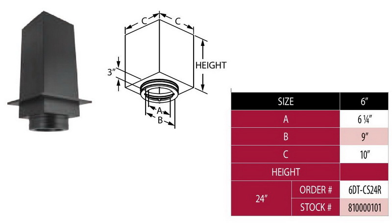 DuraVent 6DT-CS24R DuraTech Reduced Clearance Square Ceiling Support Box
