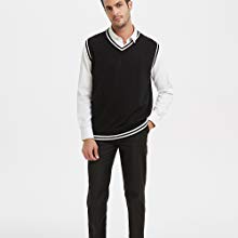 TOPTIE Men Women Knitted Cotton V-Neck Vest JK Uniform Pullover Sleeveless Sweater School Knitwear