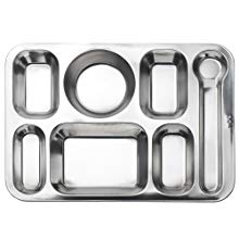 Aspire Stainless Steel Divided Dinner Plate, 304 Stainless Steel Divided Tray