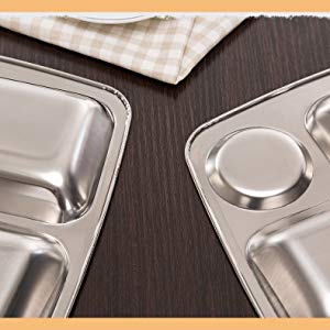 Aspire Stainless Steel Divided Dinner Plate, 304 Stainless Steel Divided Tray