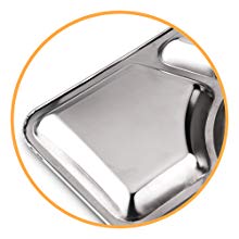 Aspire Divided Dinner Tray Stainless Steel, Snack Serving Plate with 6 Compartments