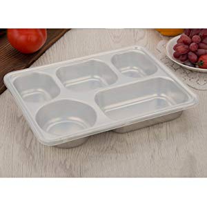 Aspire Stainless Steel Lunch Box Containers with Plastic Lid Bento Box Dinner Tray