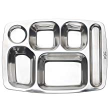 Aspire Cafeteria Food Trays, 304 Stainless Steel Camping Trays, 3 Pcs