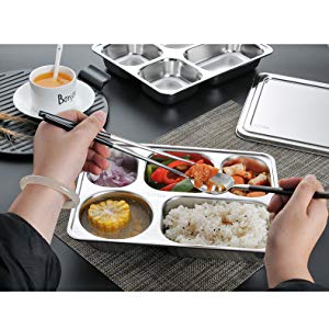 Aspire Stainless Steel Bento Box Lunch Container with Plastic Lid, 3 Sets