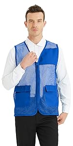 TopTie Adult Mesh Vest Zipper Supermarket Team Volunteer Uniform Vest