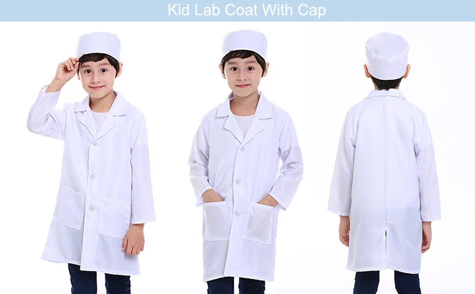 TOPTIE Lab Coat For Kid Children Scientist Role Play Halloween Costume