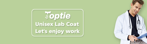 TOPTIE Unisex White Lab Coat Doctor Nurse Uniform Workwear